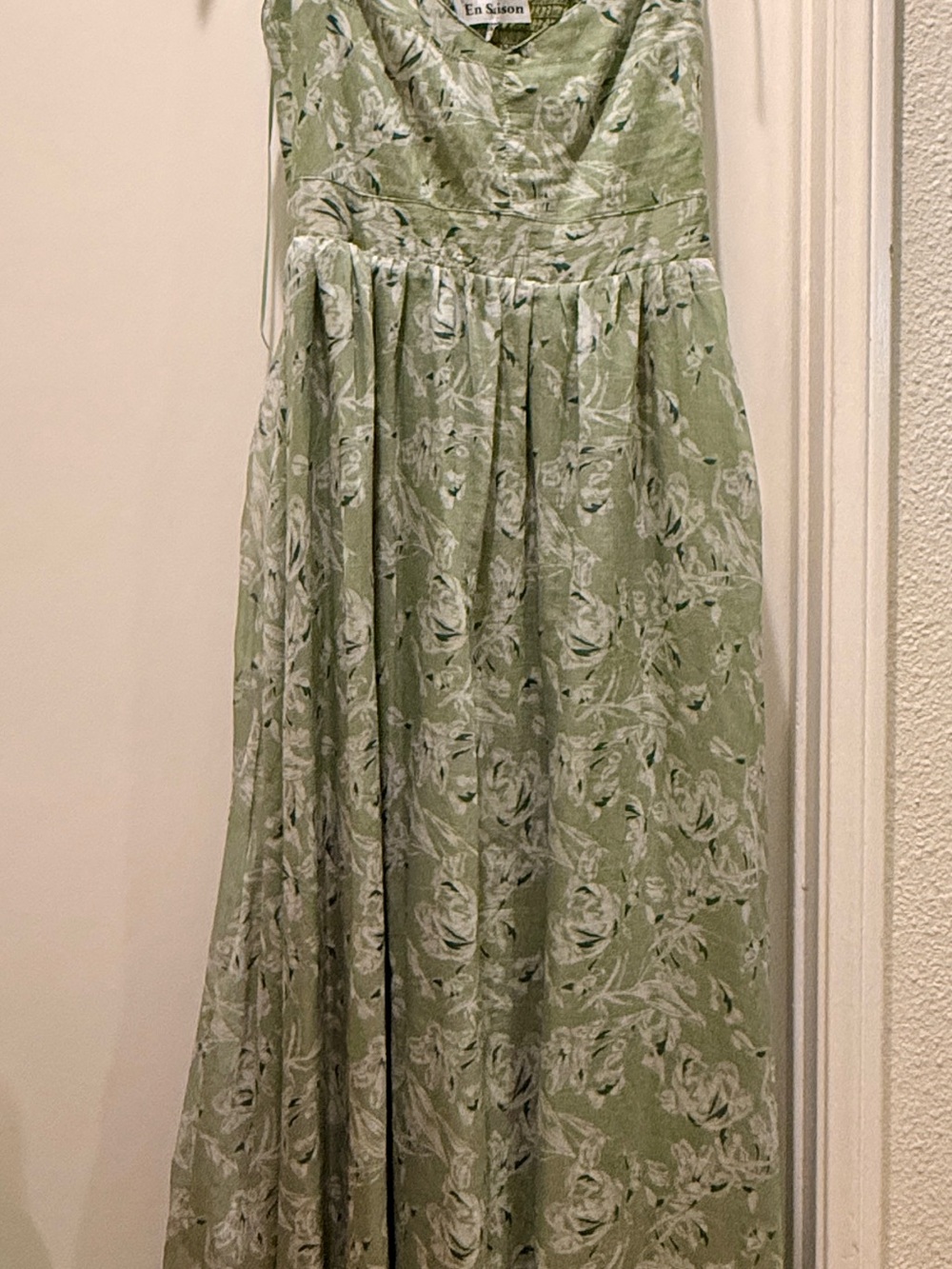 En Saison Green Floral Spaghetti-Strap Dress - Picture 4 of 8